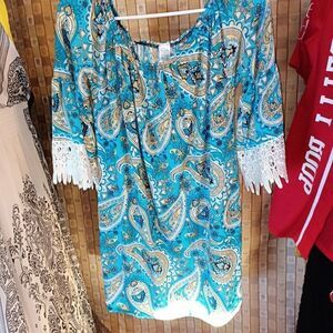 Half sleeve lace tunic dress